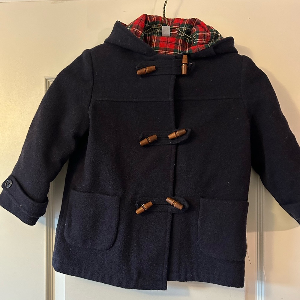 Vintage Fieldstone Girls Blue Wool coat with  Wood Buttons size~ 6